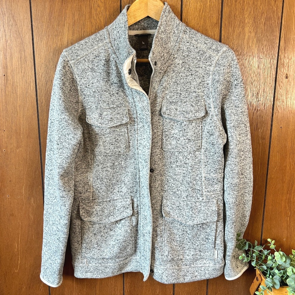 Eddie Bauer Women's Gray Speckled Fleece Lined Utility Jacket Size L Aviator